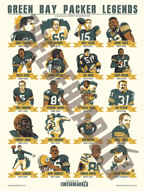 Green Bay Packers Legends Poster
