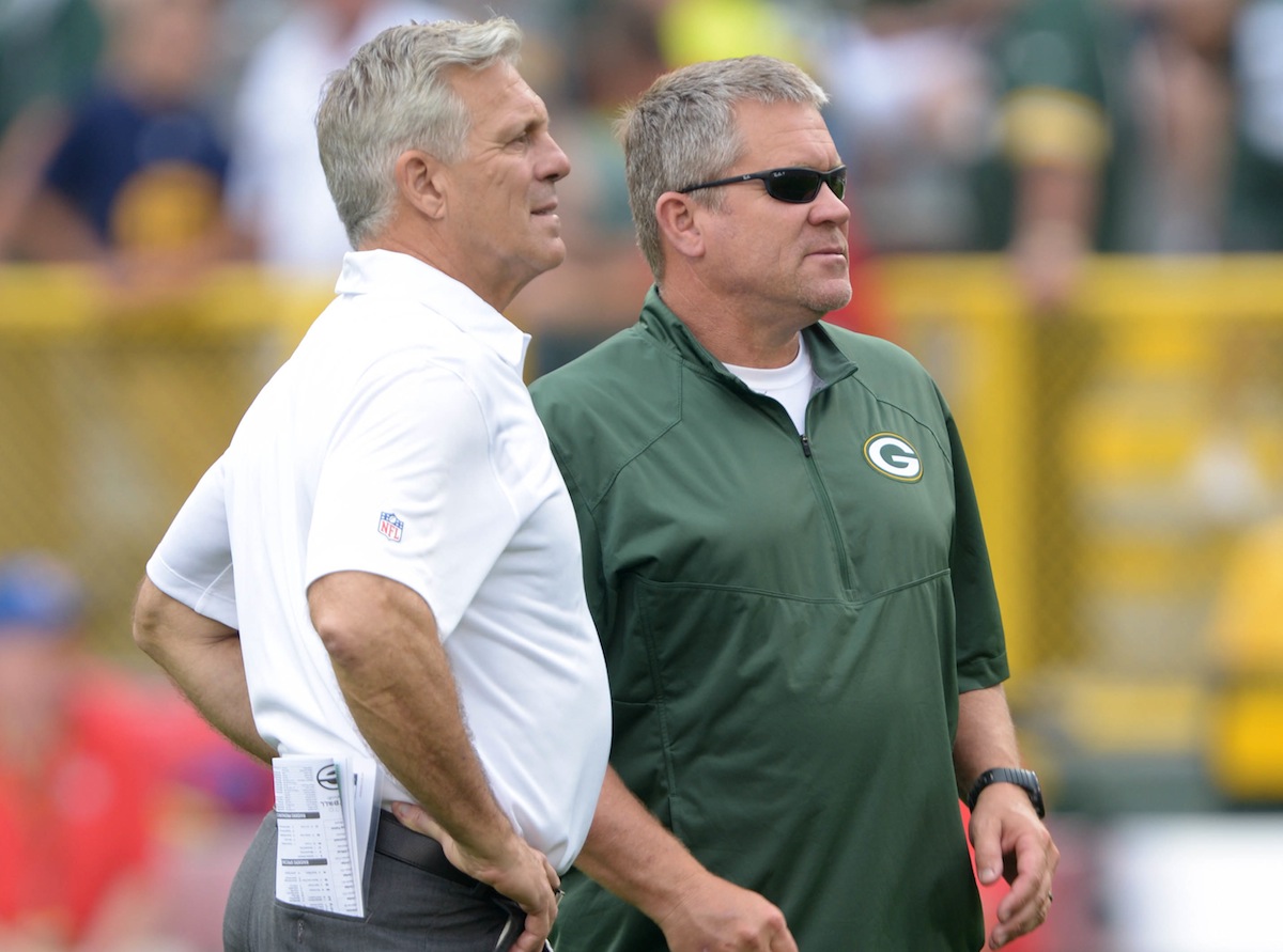 Packers special team coaches Ron Zook and Shawn Slocum by Kirby Smart—USA TODAY Sports.