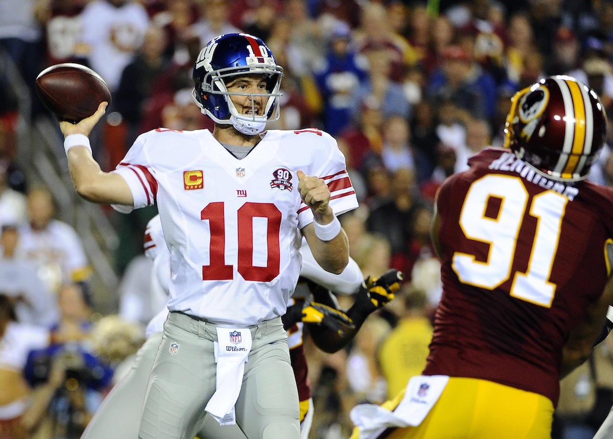 New York Giants quarterback Eli Manning by Brad Mills—USA TODAY Sports.
